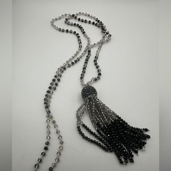 36” crystal beaded necklace with crystal tassel!! - Picture 2 of 6